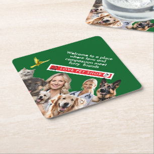 Posavasos De Papel Green Vet Clinic Dogs Pet Shop antistress animals