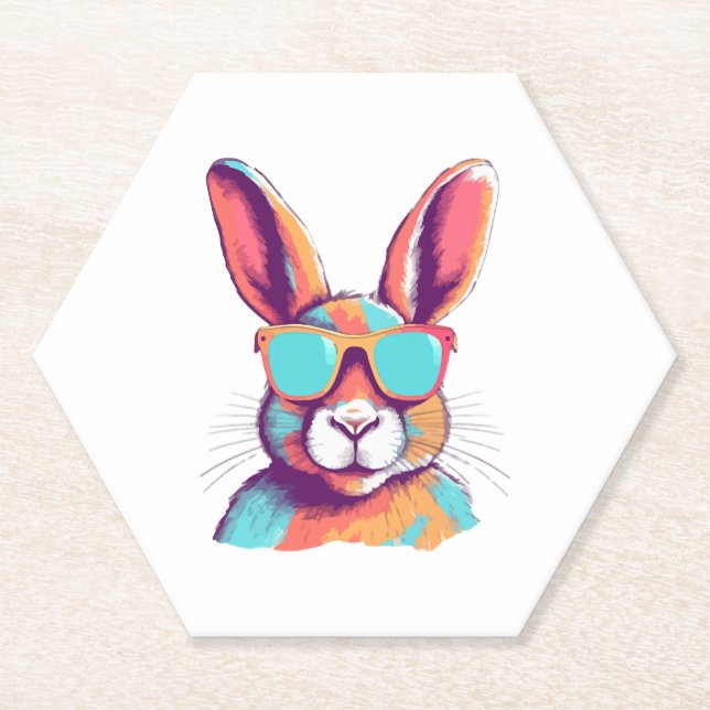 Posavasos De Papel Greg el conejo con gafas (Anverso)
