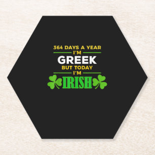 Posavasos De Papel Griego Hoy soy irlandés divertido, parte del Día d