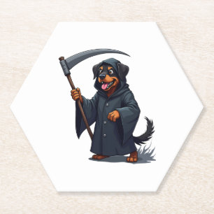 Posavasos De Papel Grim Reaper Rottweiler Dog
