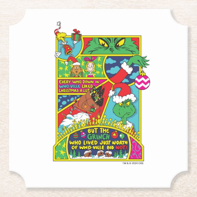 Posavasos De Papel Grinch | Gráfico de historietas (Anverso)