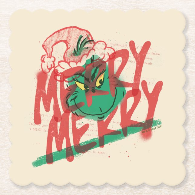 Posavasos De Papel Grinch | Grunge Gráfico Alegre Alegre (Anverso)