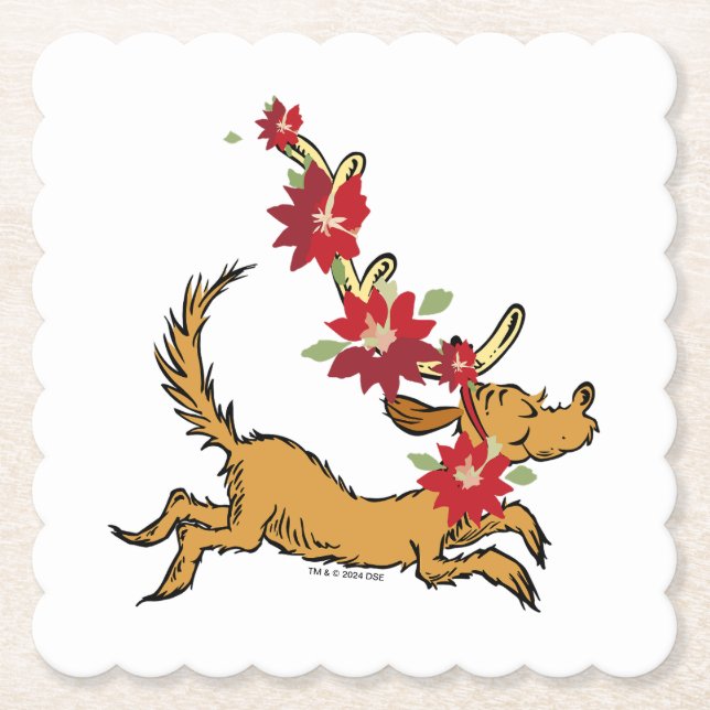 Posavasos De Papel Grinch | Max Poinsettia de Navidad (Anverso)
