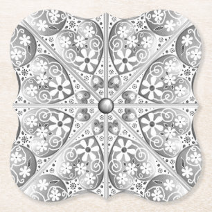 Posavasos De Papel Gris de encaje cerámico