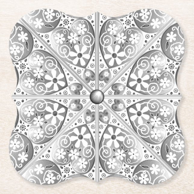 Posavasos De Papel Gris de encaje cerámico (Anverso)