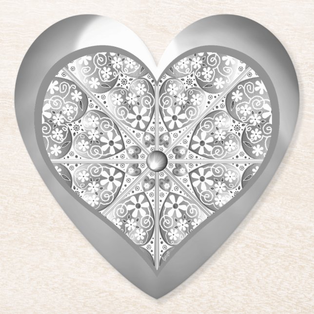 Posavasos De Papel Gris de encaje cerámico (Anverso)