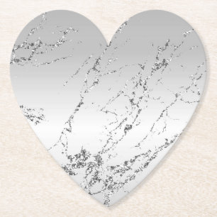 Posavasos De Papel Gris Plateado Glitzy Falso Brillo