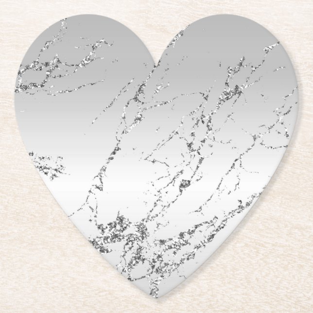 Posavasos De Papel Gris Plateado Glitzy Falso Brillo (Anverso)