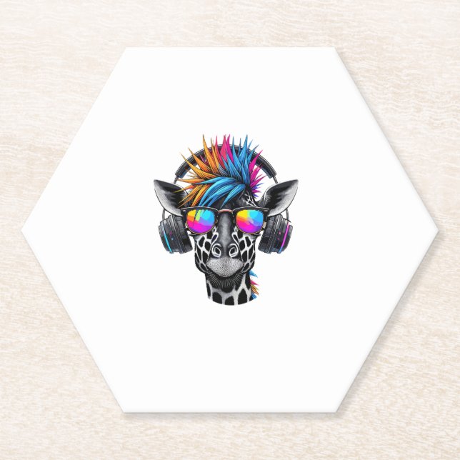 Posavasos De Papel Guay Giraffe Gafas de sol Auriculares Girafes (Anverso)