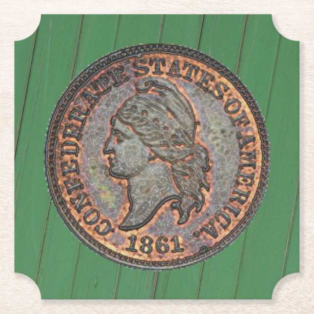 Posavasos De Papel Guerra Civil ⚔️ Confederación Penny Wood Wall Gree (Anverso)