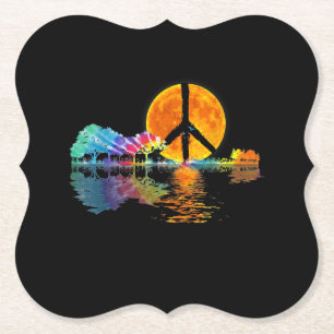 Posavasos De Papel Guitar Lake Shadow Peace Love Guitar Hippie