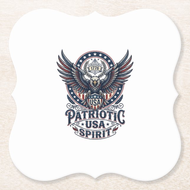 Posavasos De Papel Halcón de batalla patriótico Águila y halcón Ameri (Anverso)