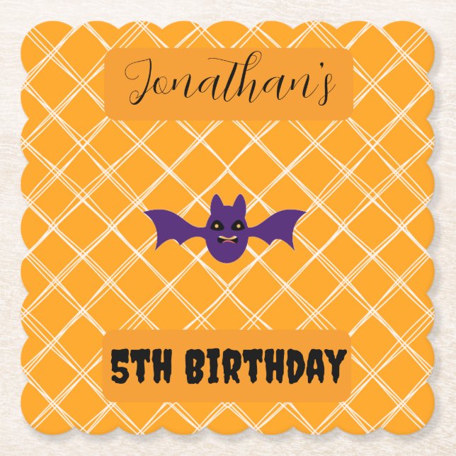 Posavasos De Papel Halloween Bat Birday Party Coaster (Anverso)