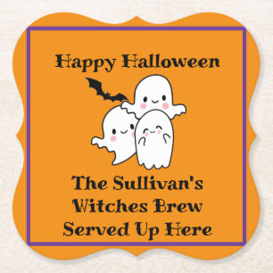 Posavasos De Papel Halloween Brew Booze Personaliza a Ghost Bat Naran