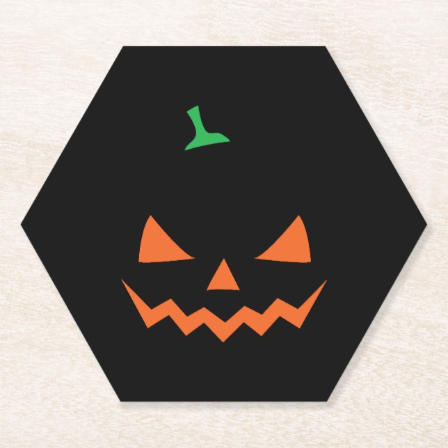Posavasos De Papel Halloween - calabaza divertida de halloween (Anverso)