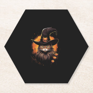 Posavasos De Papel Halloween Cat Witch Gorra Calabaza disfraces espel