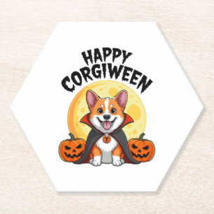 Posavasos De Papel Halloween Corgiween, Spooky Corgi Dog