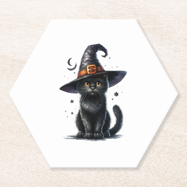 POSAVASOS DE PAPEL HALLOWEEN COSTERA CAT NEGRA (Anverso)