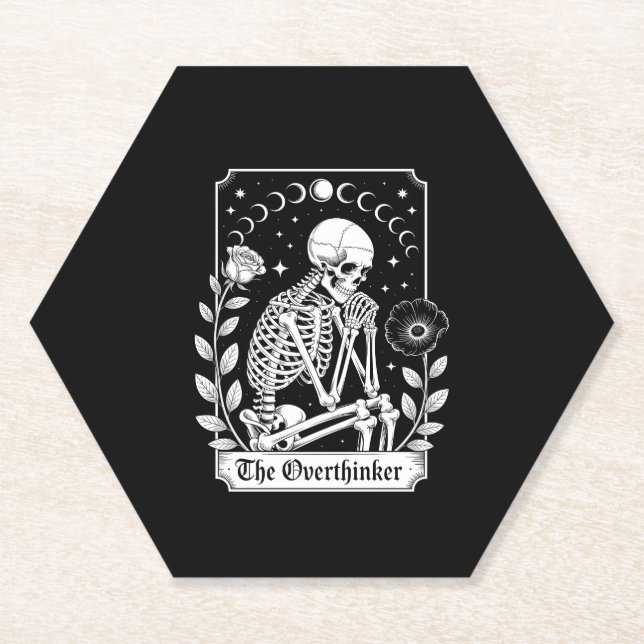Posavasos De Papel Halloween Dark Gothic Skeleton Overthinker (Anverso)