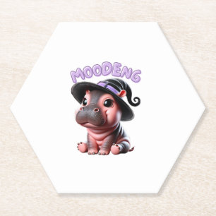 Posavasos De Papel Halloween de Brujas Moo-Deng Hippo Cute Bebé Pigmy