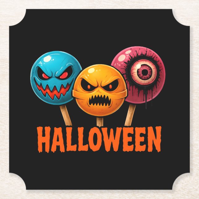 Posavasos De Papel Halloween de dulces siniestros (Anverso)