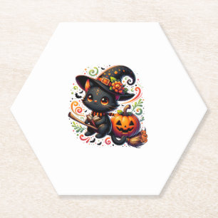 Posavasos De Papel Halloween de la calabaza de la Gorra de la bruja d