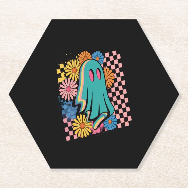 Posavasos De Papel Halloween de moda Neon Floral (Anverso)