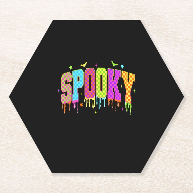 Posavasos De Papel Halloween de Spooky Checkered (Anverso)
