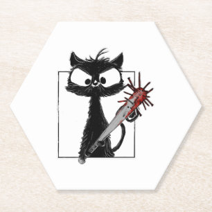 Posavasos De Papel Halloween del Béisbol de Gato Negro