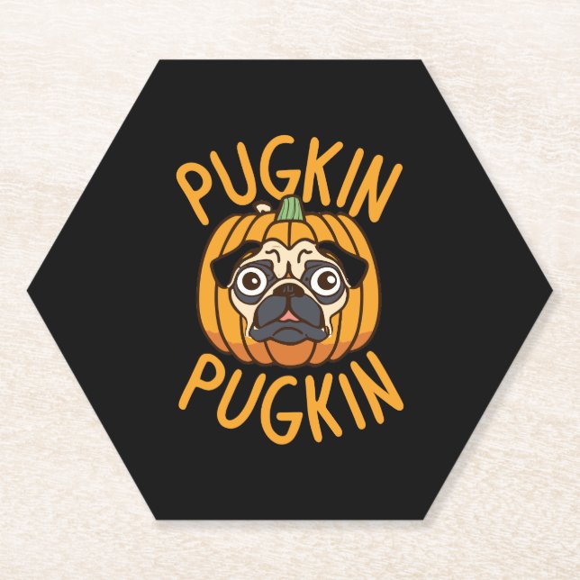 Posavasos De Papel Halloween del perro Pugkin Pug (Anverso)