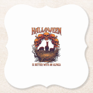 Posavasos De Papel Halloween Es Mejor Alpaca Calaveras Naranjas Araña