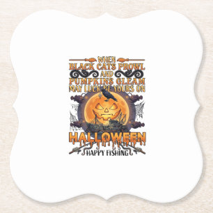Posavasos De Papel Halloween Feliz Pesca Gatos Negros Calabazas Cuerv