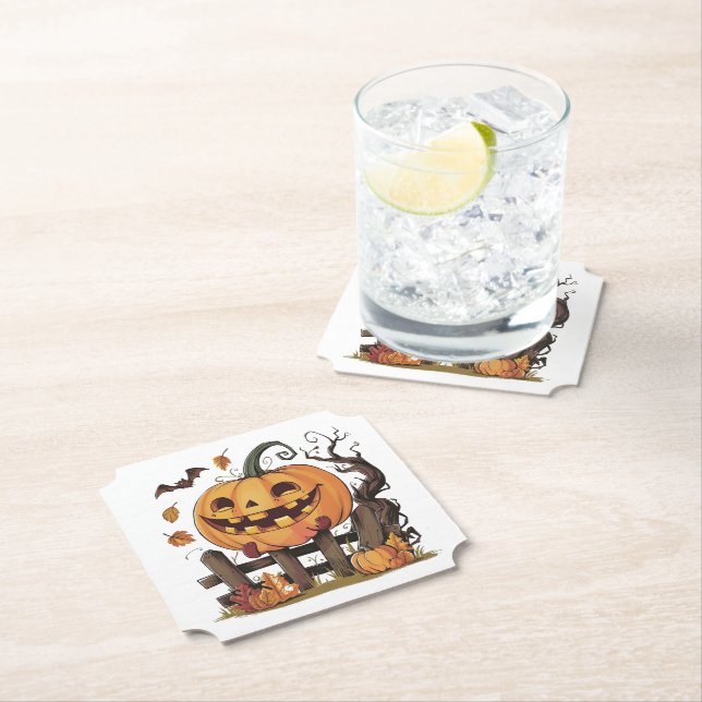 Posavasos De Papel Halloween Festiva Papel de calabaza (In situ)