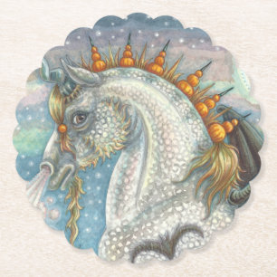 POSAVASOS DE PAPEL HALLOWEEN GÓTICO UNICORN CON ALAS DE MADERA, CABAL