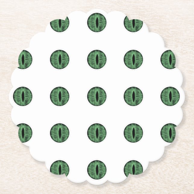 Posavasos De Papel Halloween Green Polka Dot Eyes (Anverso)