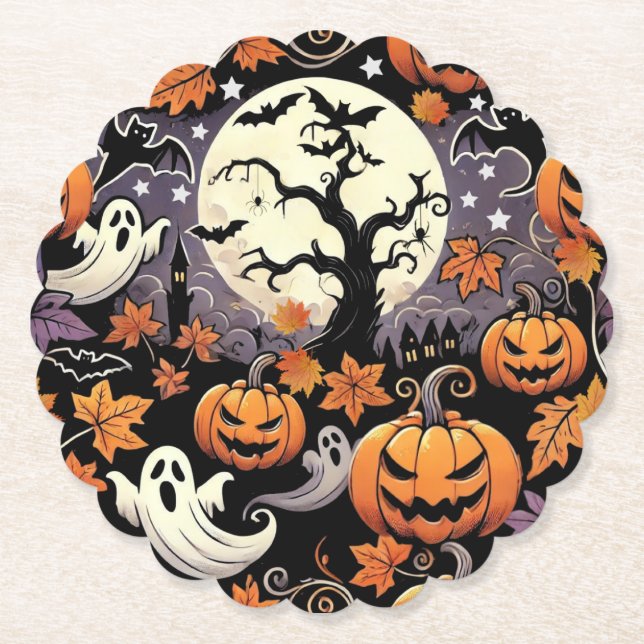 Posavasos De Papel Halloween/otoño/otoño (Anverso)