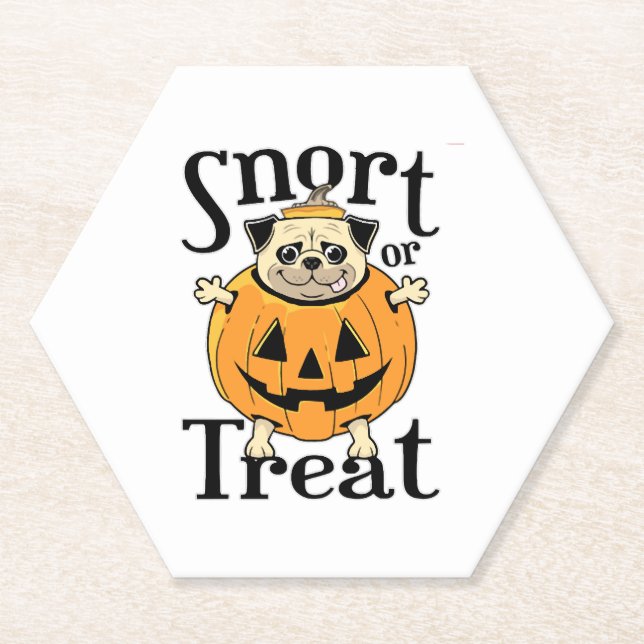 Posavasos De Papel Halloween Pug (Anverso)