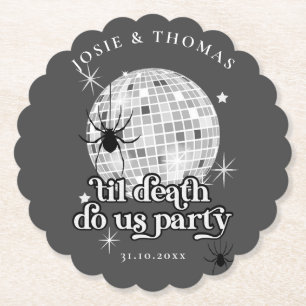 Posavasos De Papel Halloween Retro Spiders & Disco Ball Boda