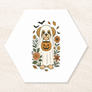 Posavasos De Papel Halloween Shih Tzu con flores de otoño