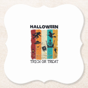 Posavasos De Papel Halloween Truco o Trato Hombre Lobo Bruja Esquelet
