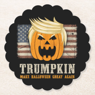 Posavasos De Papel Halloween Trumpkin Vintage US Flag Funny