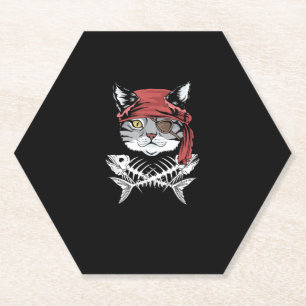 Posavasos De Papel Halloween, un gato pirata gracioso pirata pirata