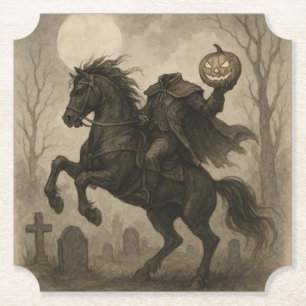 Posavasos De Papel Halloween vintage/gótico de jinetes sin cabeza/oto