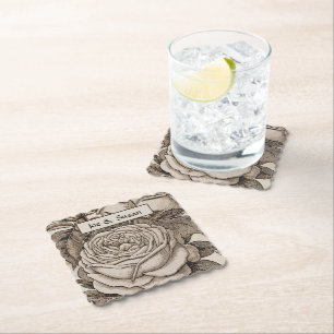 Posavasos De Papel Halloween vintage victoriano gótico rosa en sepia