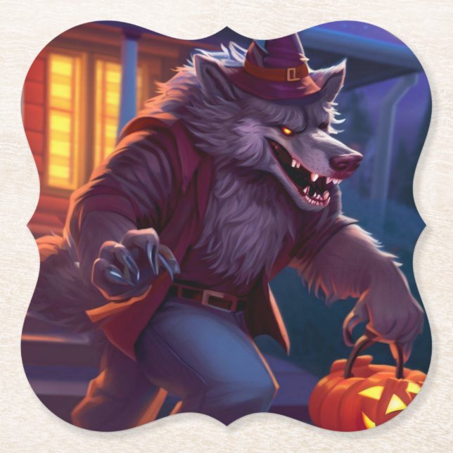 Posavasos De Papel Halloween/werewolf/otoño/otoño (Anverso)
