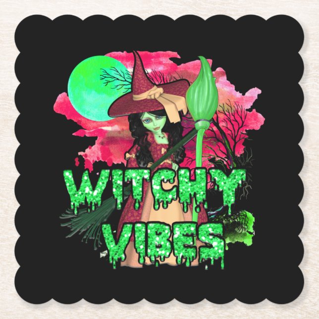 Posavasos De Papel Halloween Witchen Vibes (Anverso)
