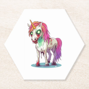 Posavasos De Papel Halloween Zombie Unicorn