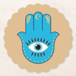 Posavasos De Papel Hamsa Hand Greek Evil Eye Blue
