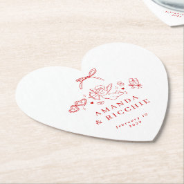 Posavasos De Papel Hand Drawn Cherub Vintage Cupid Wedding 