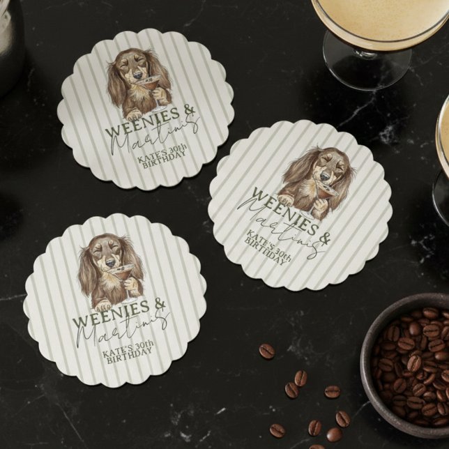 Posavasos De Papel Hand Drawn Weenies and Martinis Dachshund (Hand Drawn Weenies and Martinis Dachshund Paper Coaster)